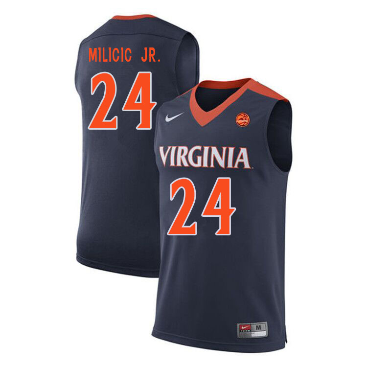 Men #24 Igor Milicic Jr.Virginia Cavaliers College Basketball Jerseys Sale-Navy